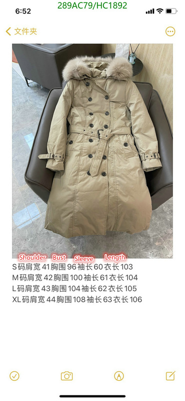 Down jacket Women-Burberry, Code: HC1892,$: 289USD