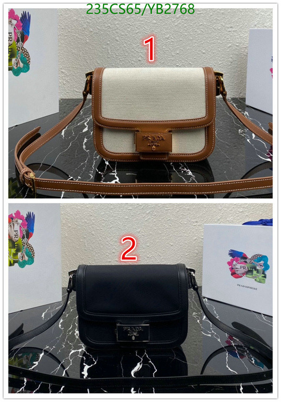 Prada Bag-(Mirror)-Diagonal-,Code: YB2768,$: 235USD