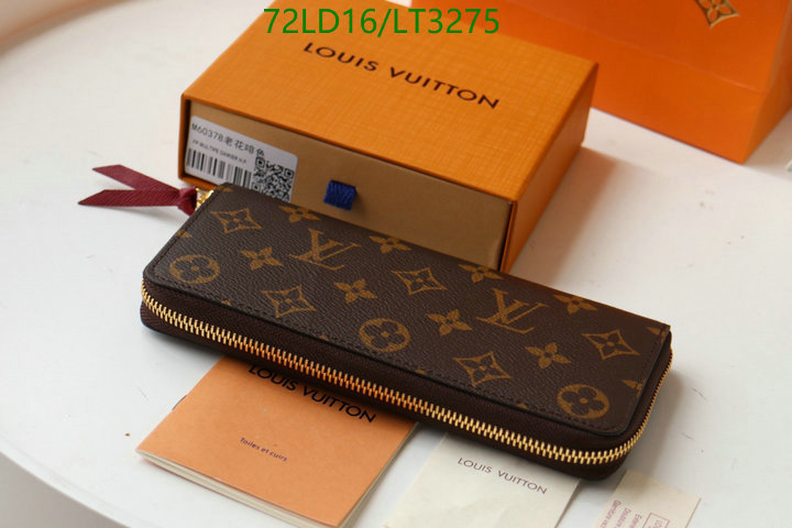 LV Bags-(Mirror)-Wallet-,Code: LT3275,$: 72USD