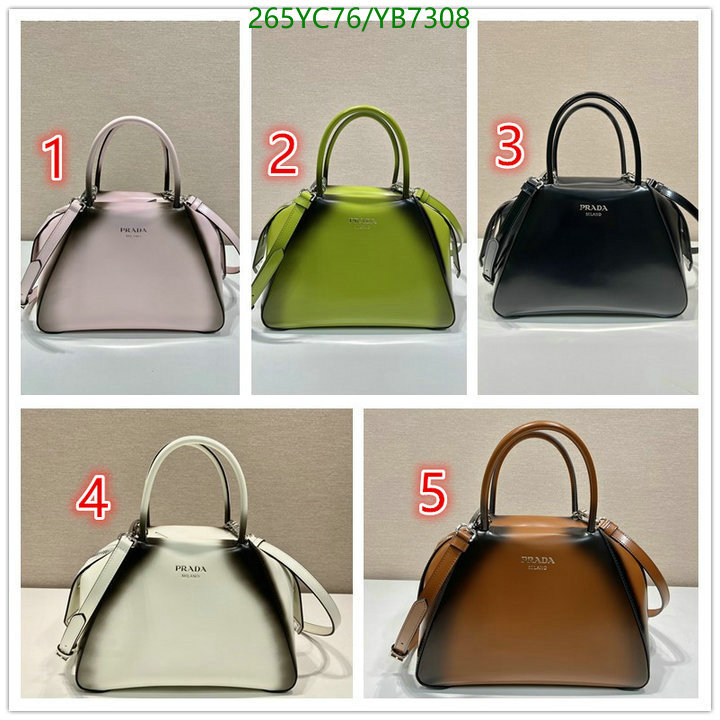 Prada Bag-(Mirror)-Handbag-,Code: YB7308,$: 265USD