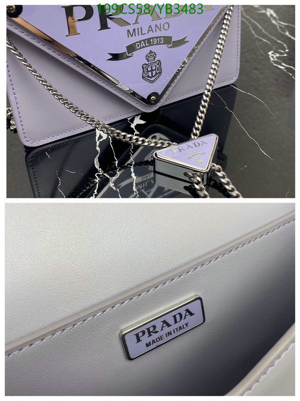 Prada Bag-(Mirror)-Diagonal-,Code: YB3483,$: 199USD