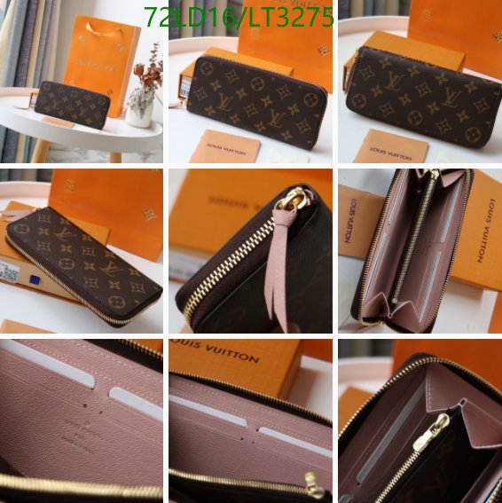 LV Bags-(Mirror)-Wallet-,Code: LT3275,$: 72USD