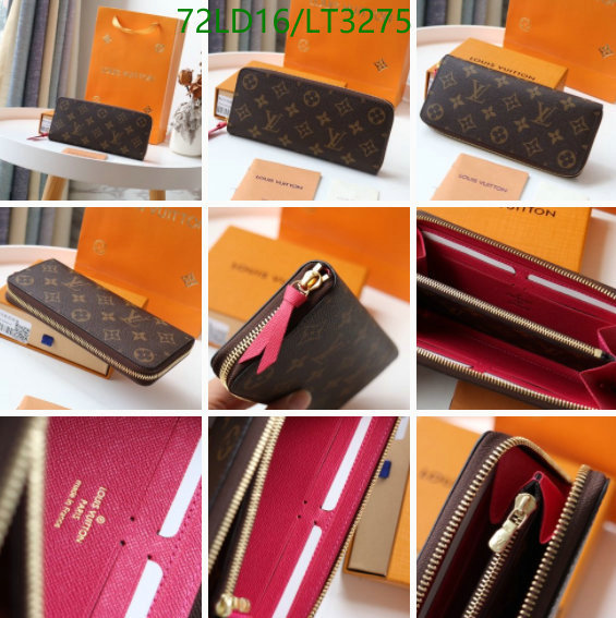 LV Bags-(Mirror)-Wallet-,Code: LT3275,$: 72USD