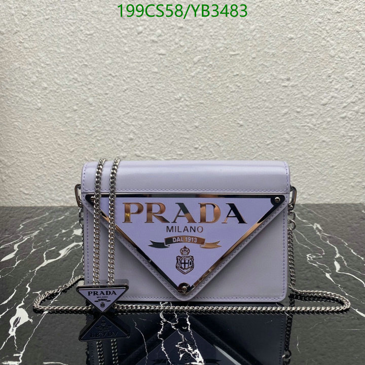 Prada Bag-(Mirror)-Diagonal-,Code: YB3483,$: 199USD