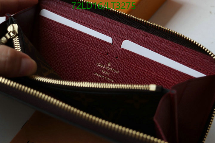 LV Bags-(Mirror)-Wallet-,Code: LT3275,$: 72USD