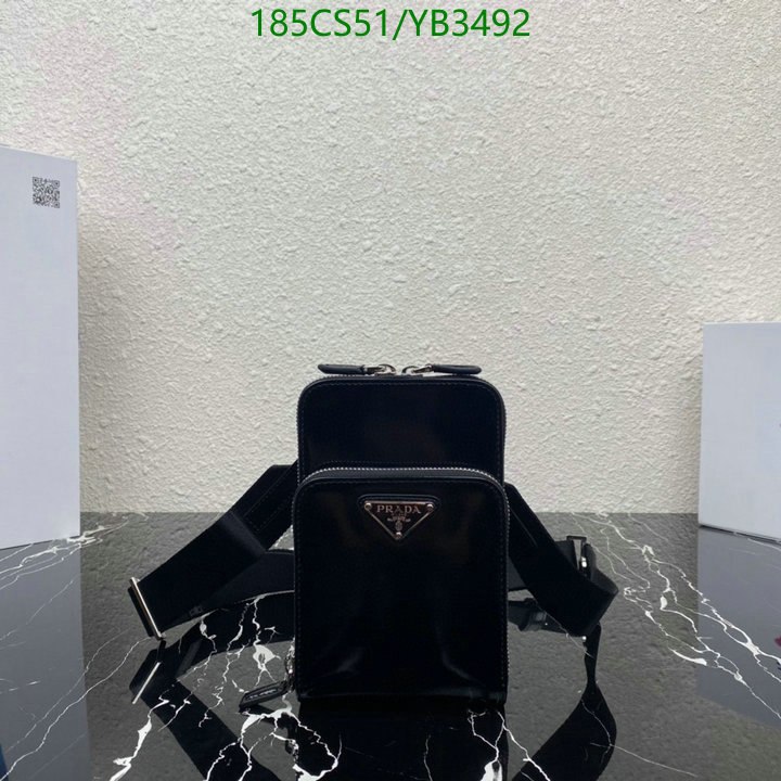 Prada Bag-(Mirror)-Diagonal-,Code: YB3492,$: 185USD