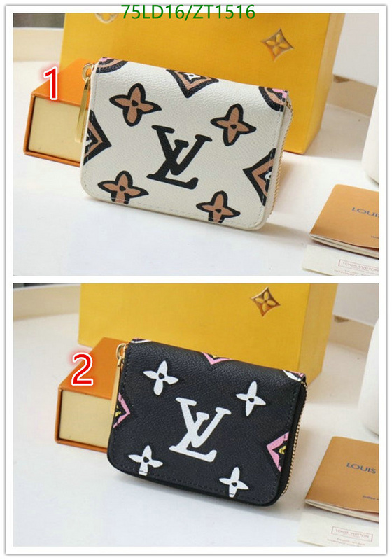 LV Bags-(Mirror)-Wallet-,Code: ZT1516,$: 75USD