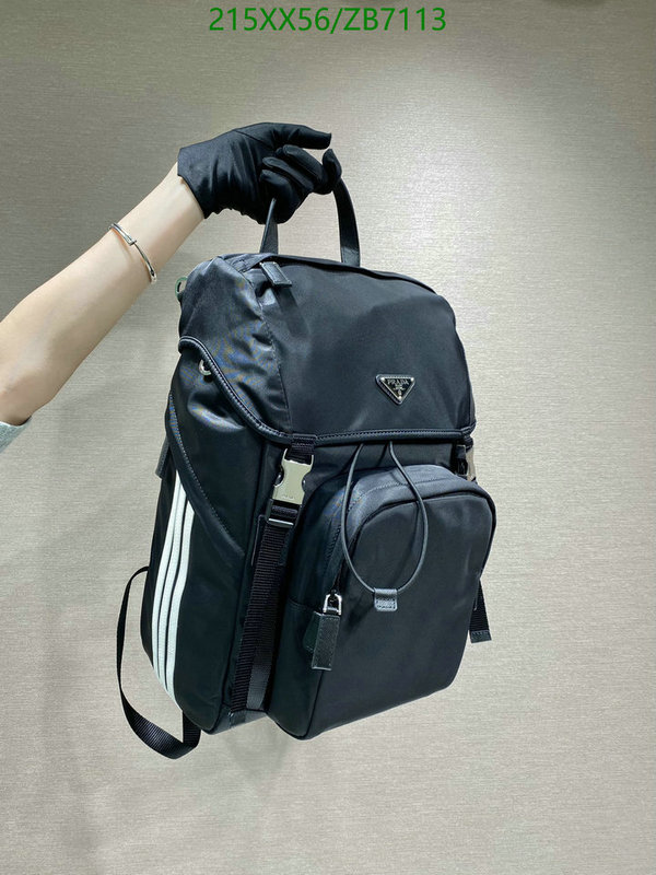 Prada Bag-(Mirror)-Backpack-,Code: ZB7113,$: 215USD