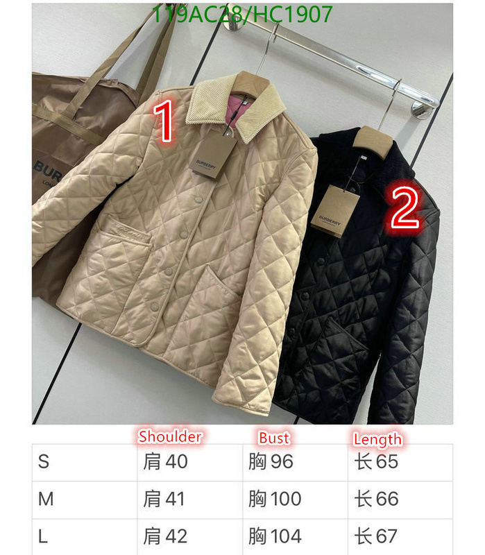 Down jacket Women-Burberry, Code: HC1907,$: 119USD