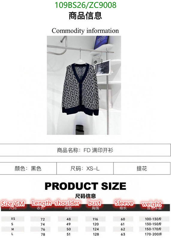 Clothing-Fendi, Code: ZC9008,$: 109USD