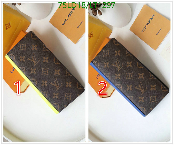 LV Bags-(Mirror)-Wallet-,Code: LT1297,$: 75USD