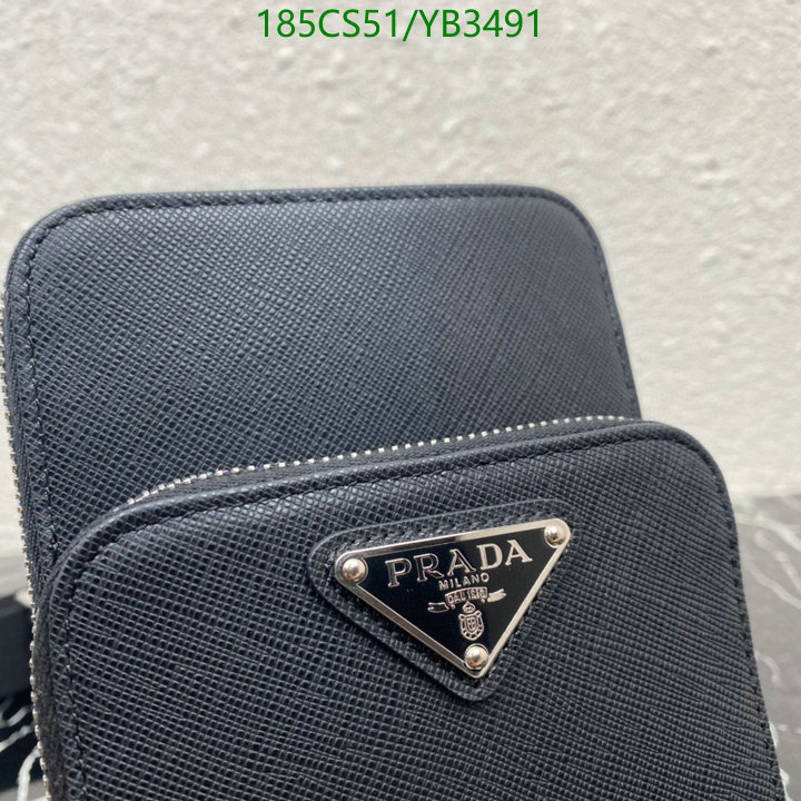 Prada Bag-(Mirror)-Diagonal-,Code: YB3491,$: 185USD