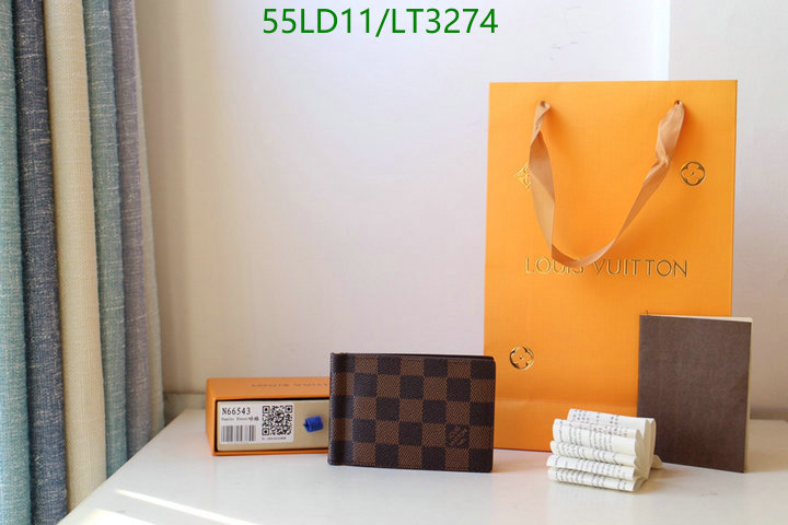 LV Bags-(Mirror)-Wallet-,Code: LT3274,$: 55USD