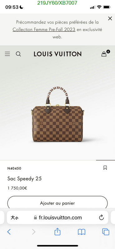 LV Bags-(Mirror)-Speedy-,Code: XB7007,$: 219USD