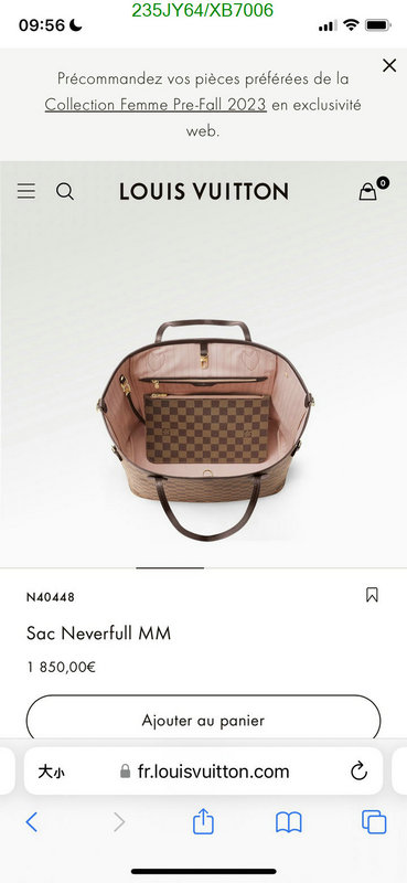 LV Bags-(Mirror)-Neverfull-,Code: XB7006,$: 235USD