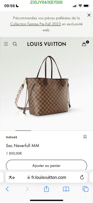 LV Bags-(Mirror)-Neverfull-,Code: XB7006,$: 235USD