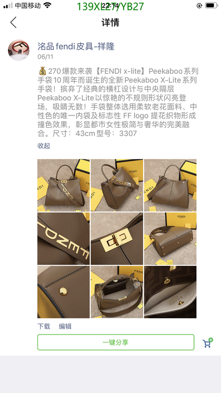 Fendi Bag-(4A)-Peekaboo Code: YB27 $: 139USD