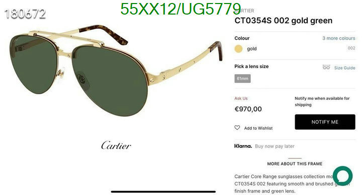 Glasses-Cartier Code: UG5779 $: 55USD
