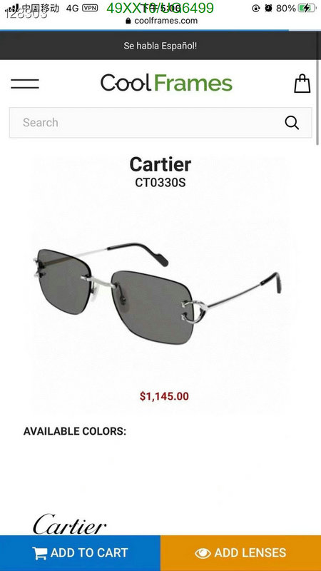 Glasses-Cartier Code: UG6499 $: 49USD