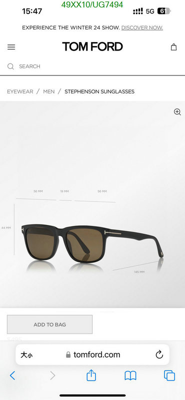 Glasses-Tom Ford Code: UG7494 $: 49USD