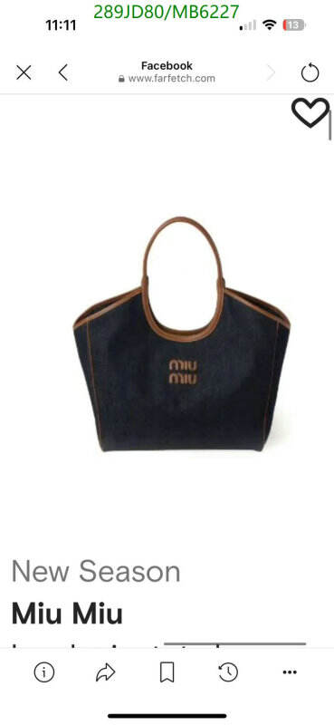 Miu Miu Bag-(Mirror)-Tote Bag Code: MB6227 $: 289USD
