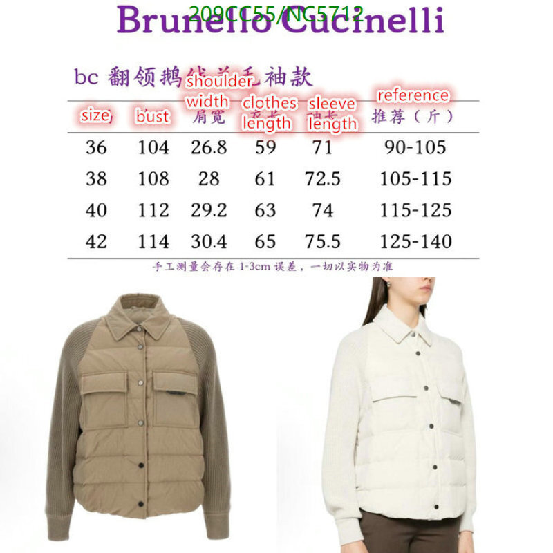Down jacket Women-Brunello Cucinelli Code: NC5712 $: 209USD