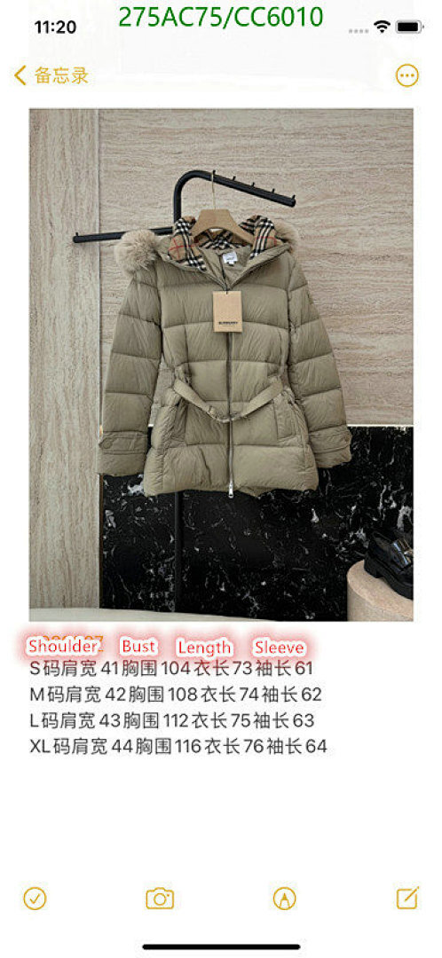 Down jacket Women-Burberry Code: CC6010 $: 275USD