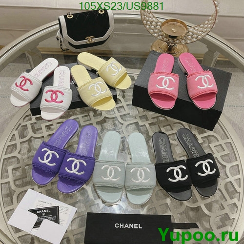 Chanel Women's CC Logo Cloth & Sheepskin Slides Sandals US9881 - EU35-41