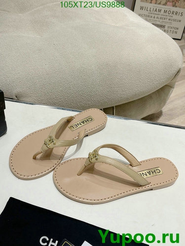 Chanel Women's Beige Sheepskin Thong Sandals with CC Logo - EU Sizes 35-42