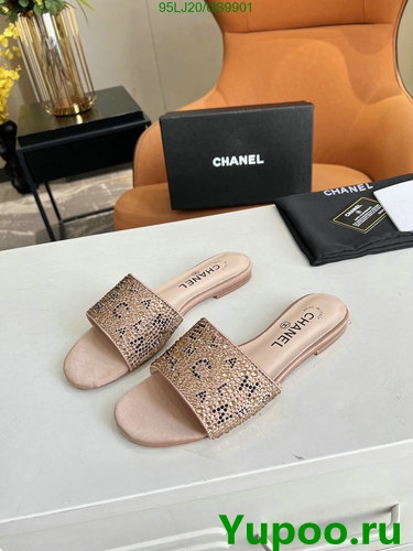 Chanel Women's Leather Sandals Slides US9901 EU35-43 Rubber/Leather Sole