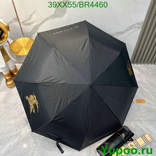 Burberry Black Umbrella with Iconic Logo, Stylish Rain Protection
