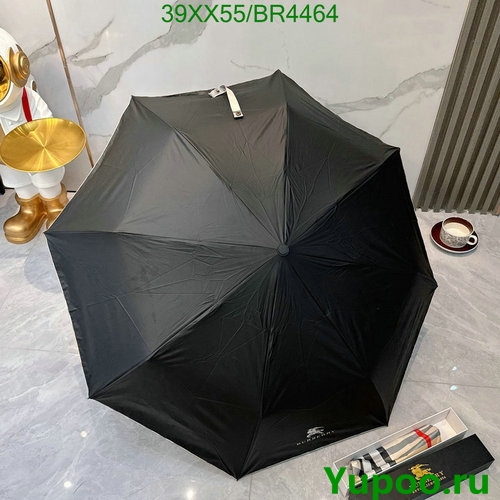 Burberry Black Umbrella with Iconic Check Pattern - Stylish Weather Protection