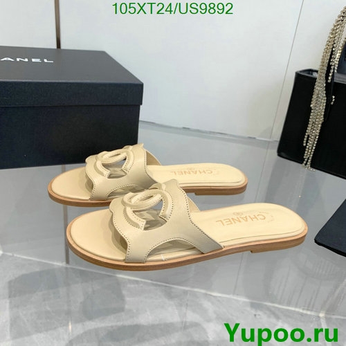 Chanel Women's Beige Sheepskin CC Logo Slide Sandals US9892 EU35-41