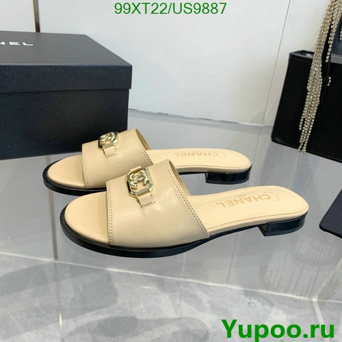 Elegant Chanel Women's Sheepskin Leather Mules Slides - US9887