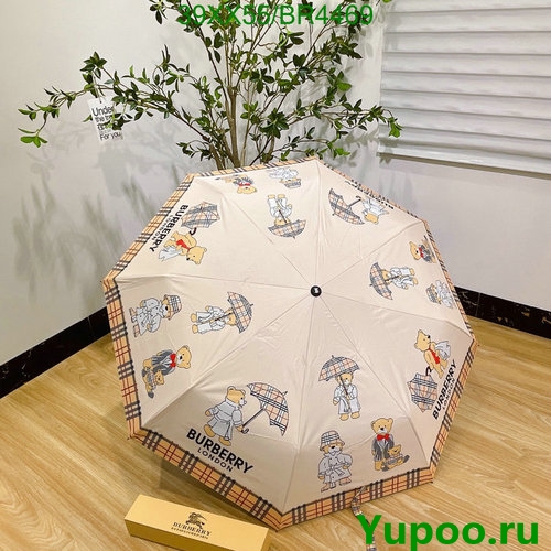 Burberry London Bear Print Umbrella, Iconic Check Trim, Automatic Open