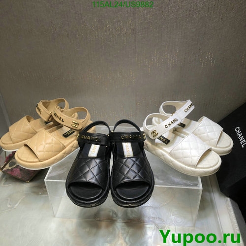 Chanel Women's Quilted Sheepskin Sandals with Adjustable Ankle Strap - US9882