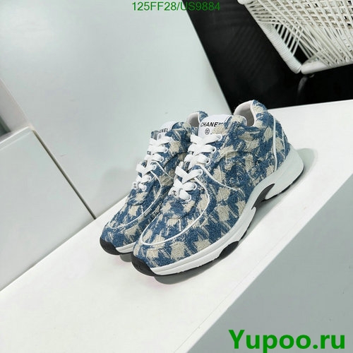 Chanel Women's Sneakers in Blue Tweed Calfskin, US9884, EU35-40