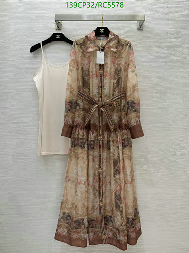 Zimmermann Floral Print Midi Shirt Dress with Belt and Inner Slip