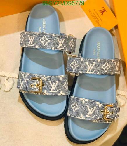 Louis Vuitton Women's Monogram Denim Flat Sandals - Chic & Comfortable Slip-Ons