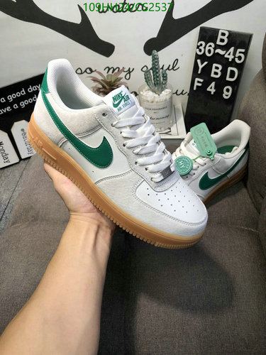 Nike Air Force 1 Low Unisex Shoes - White/Green Genuine Leather Sneakers