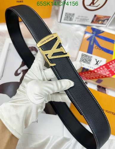 Louis Vuitton Black Cowhide Belt with Gold-Tone Buckle - 3.8CM Width