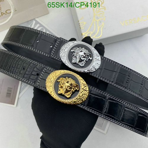 Versace Men's Croc-Embossed Cowhide Leather Belt with Medusa Buckle