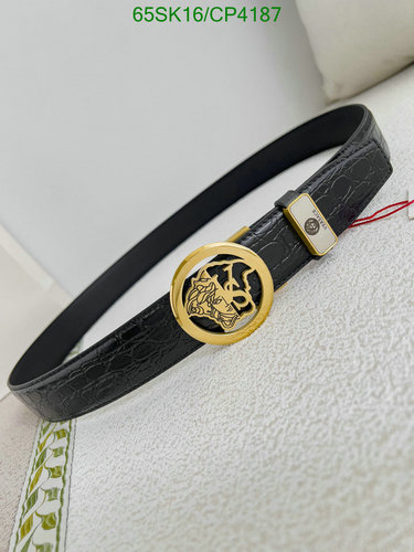 Versace Men's Black Cowhide Belt with Gold Medusa Buckle - 3.5CM Width