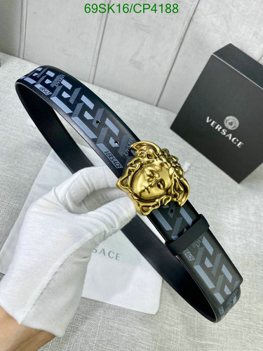 Versace Men's Medusa Buckle Belt - Black Cowhide Leather, 4.0CM Width