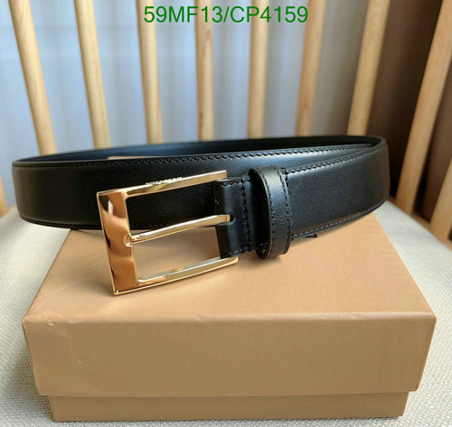Burberry Men's Black Genuine Leather Belt with Gold-Tone Buckle, 3.5CM Width