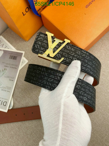 Louis Vuitton Reversible Belt with Gold LV Buckle - Cowhide Leather, 3.8CM Width