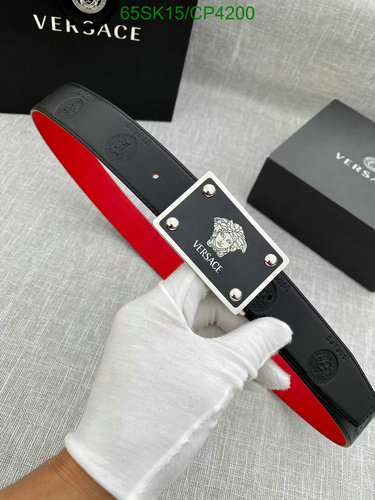 Versace Men's Reversible Cowhide Belt with Iconic Medusa Buckle - Black/Red