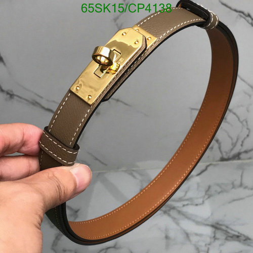Hermes Classic Cowhide Leather Belt with Gold-Tone Kelly Buckle - 1.8CM Width