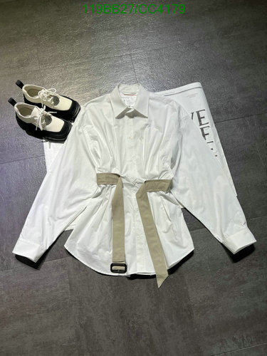 Chic Balenciaga Cotton Blouse with Belted Waist - Versatile White Shirt