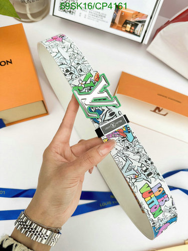 Louis Vuitton Graffiti Print Cowhide Belt with Iconic LV Buckle - 3.8CM Width